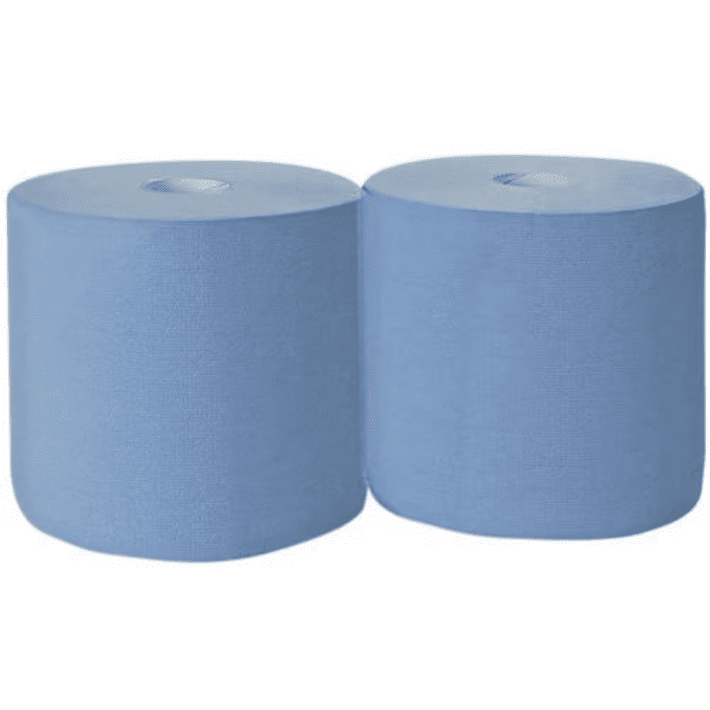 Bobinas de papel industrial azul para limpieza profesional