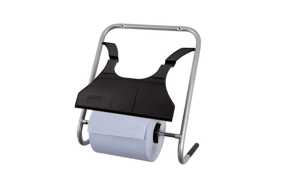 Portabobinas mural industrial met&aacute;lico con bobina de papel secamanos