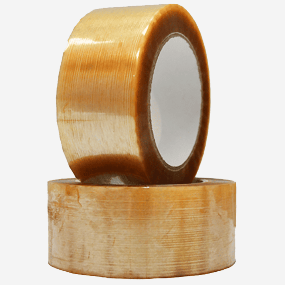 Dos rollos de precinto acr&iacute;lico marr&oacute;n para cierre de cajas