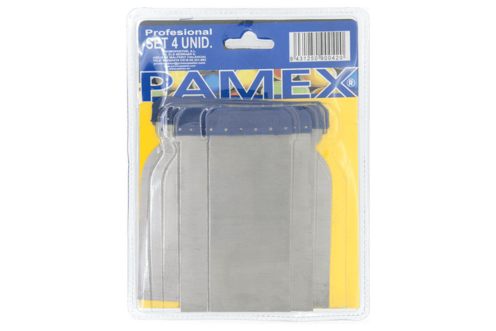 Rasqueta R22 con mango amarillo y hoja met&aacute;lica