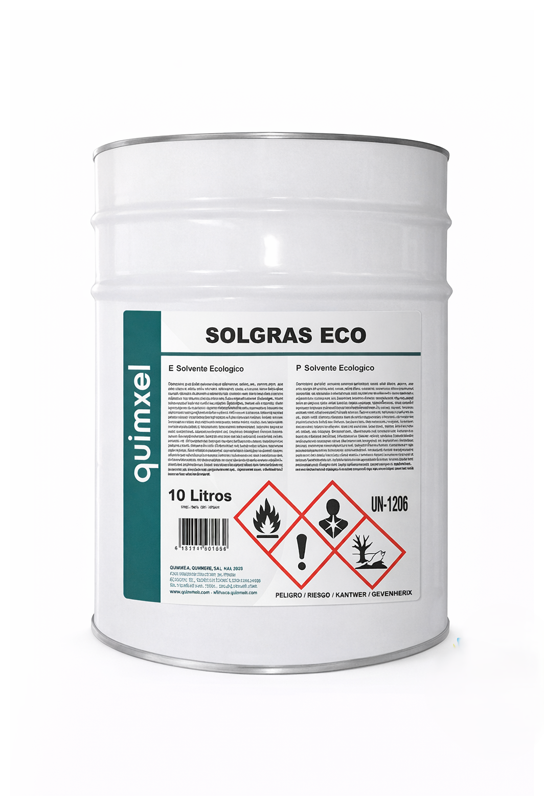 Solvente ecol&oacute;gico Solgras Eco en bid&oacute;n met&aacute;lico de 10 litros