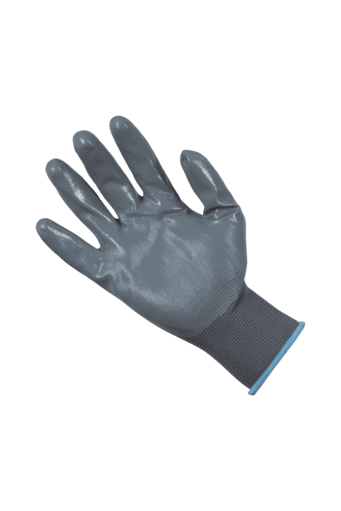 Guante con soporte textil y recubrimiento de nitrilo gris