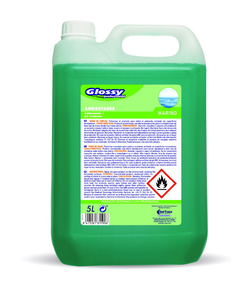 Ambientador l&iacute;quido profesional aroma marino en garrafa de 5 litros