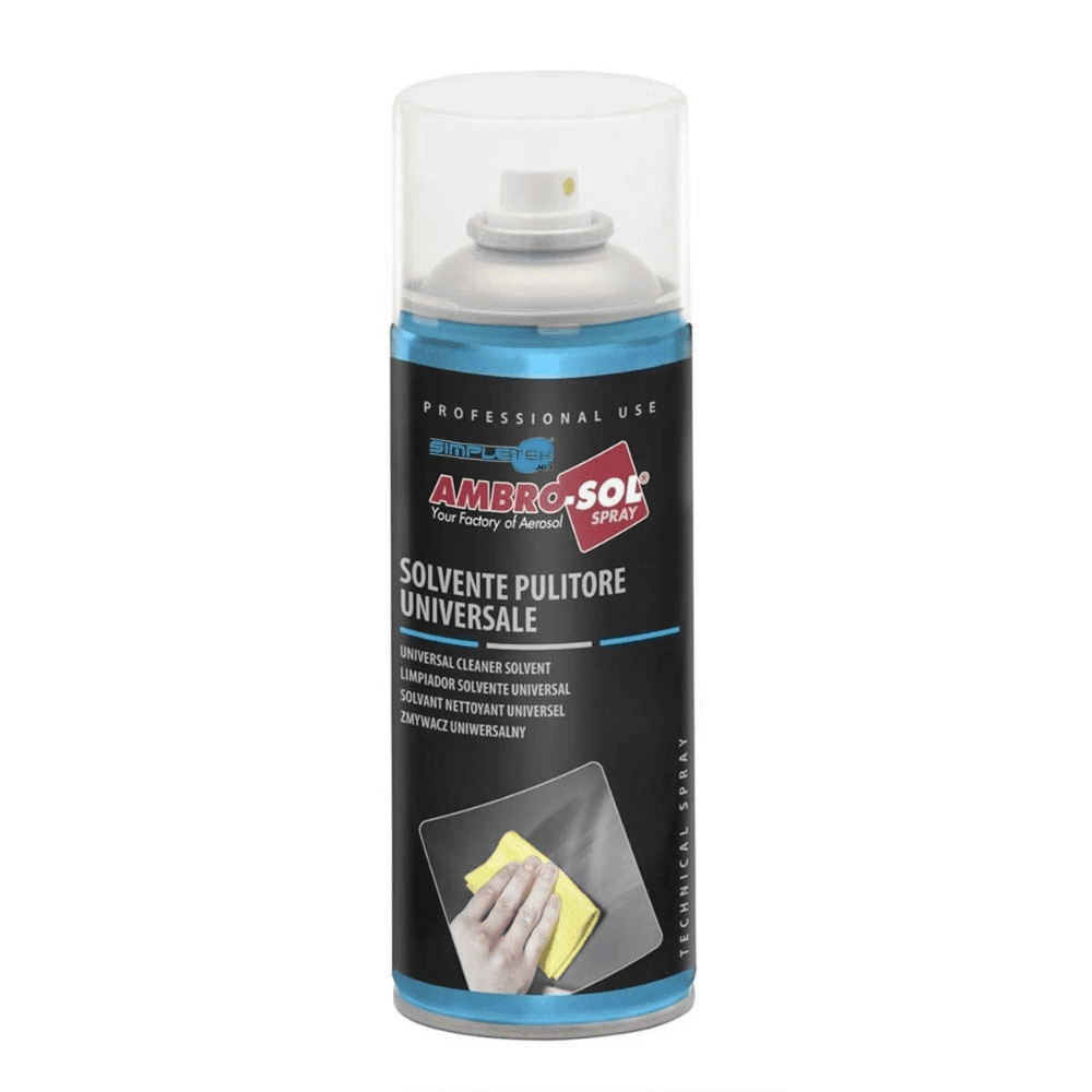 Spray solvente limpiador universal Ambro-Sol para limpieza industrial.