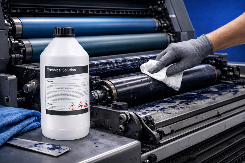 Limpieza de rodillos en m&aacute;quina de impresi&oacute;n