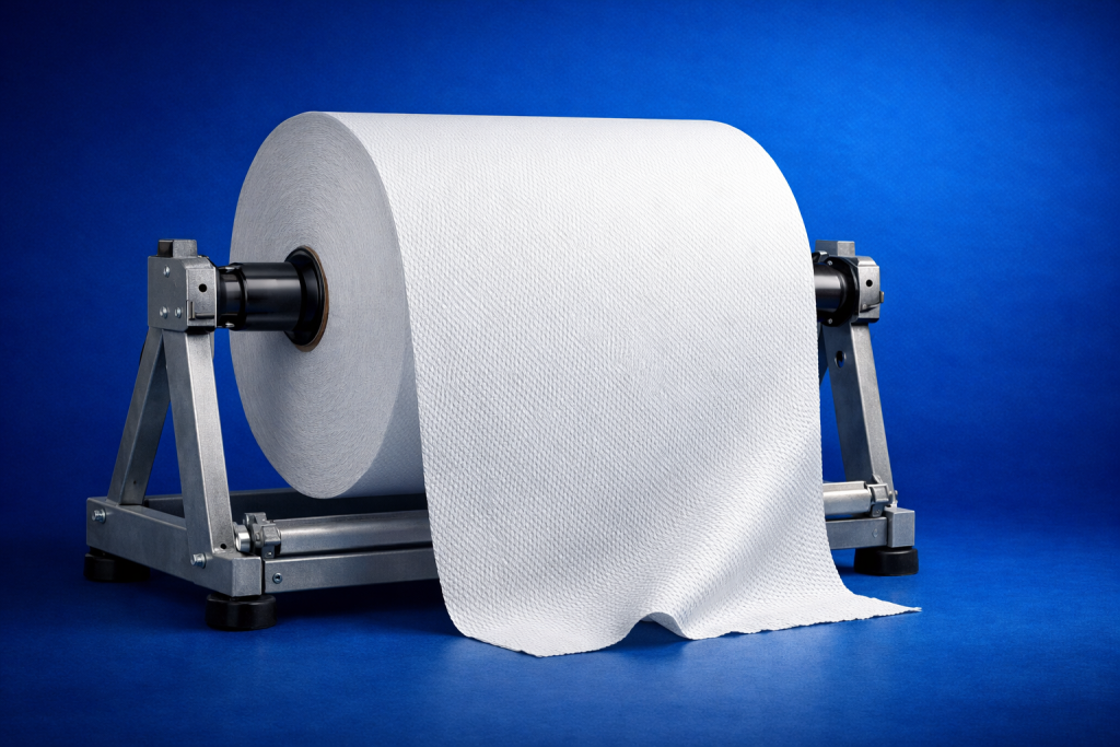 Rollo de papel industrial en soporte met&aacute;lico