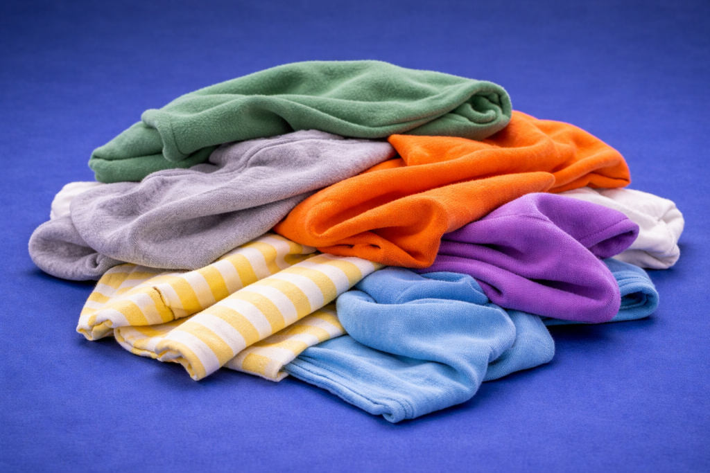 Mont&oacute;n de trapos de limpieza de colores